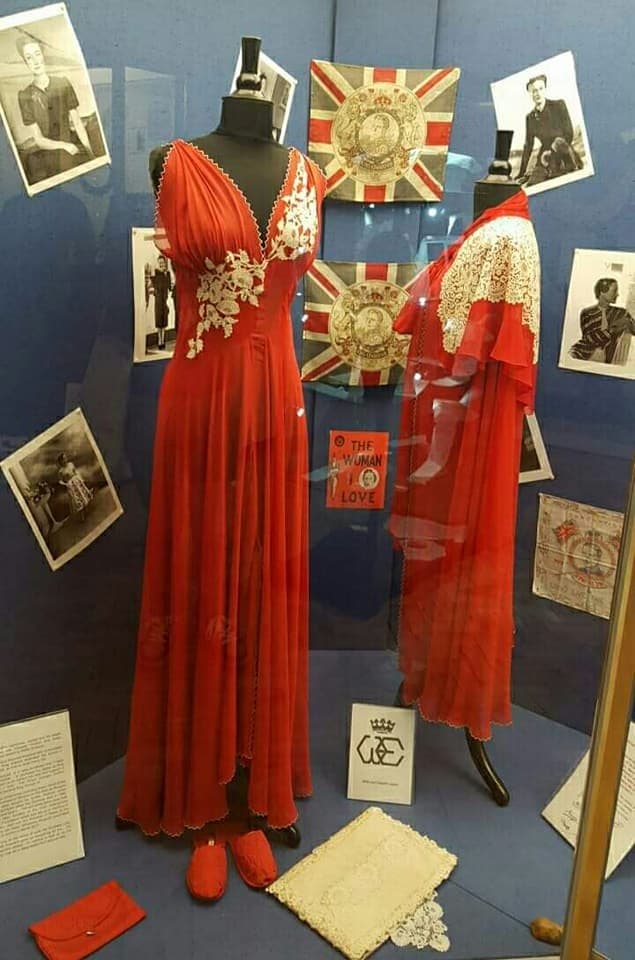 Red lace worn by mannequin