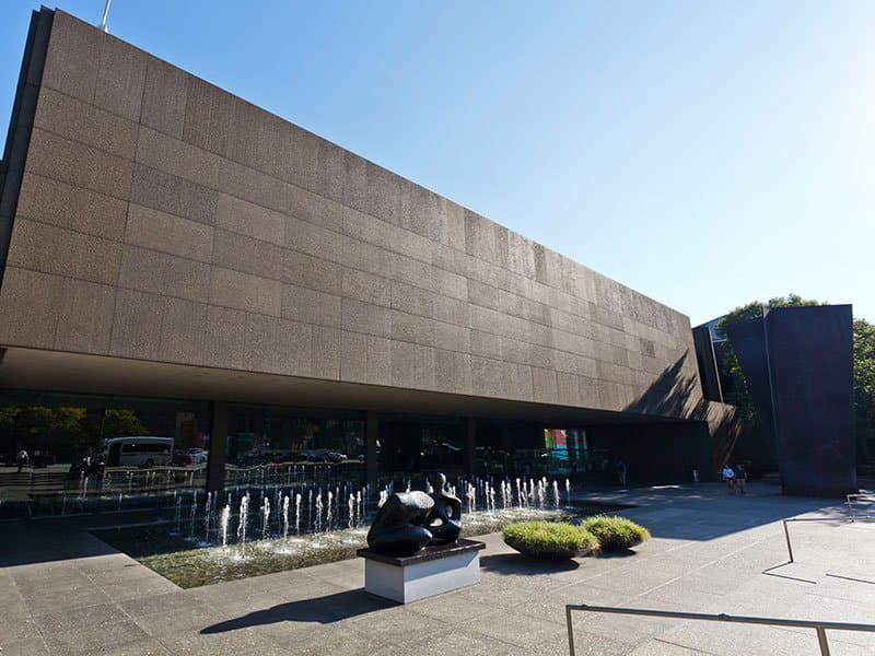 The front of the building, which faces Forbes Ave, is a busy place where people can sit for lunc