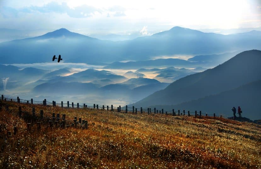 Un paisaje hermoso de la montaña Ganwolsan. 