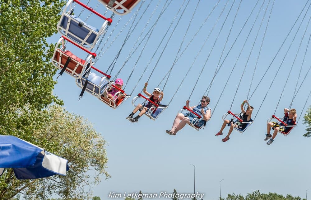 Classic spinner that takes you high up and goes round and round for a while.