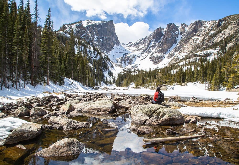 Up for a winter adventure in Colorado? Rent a pair of snowshoes for $5 in Estes Park and take to the short trail to Dream Lake in Rocky Mountain National Park. Winter is the quiet time for the park and you might even get to enjoy the view by your lonesome on a weekday. PC: Nicholas Zupancich