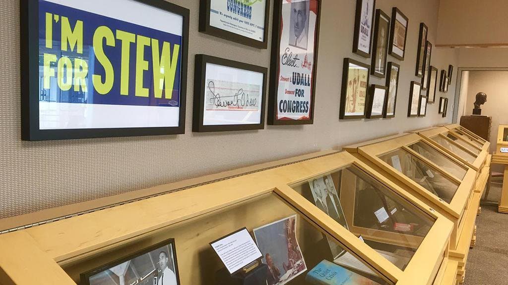 Congressional exhibit (a permanent exhibit) located inside the Special Collections reading room. Includes original artifacts covering congressional history in Arizona.
