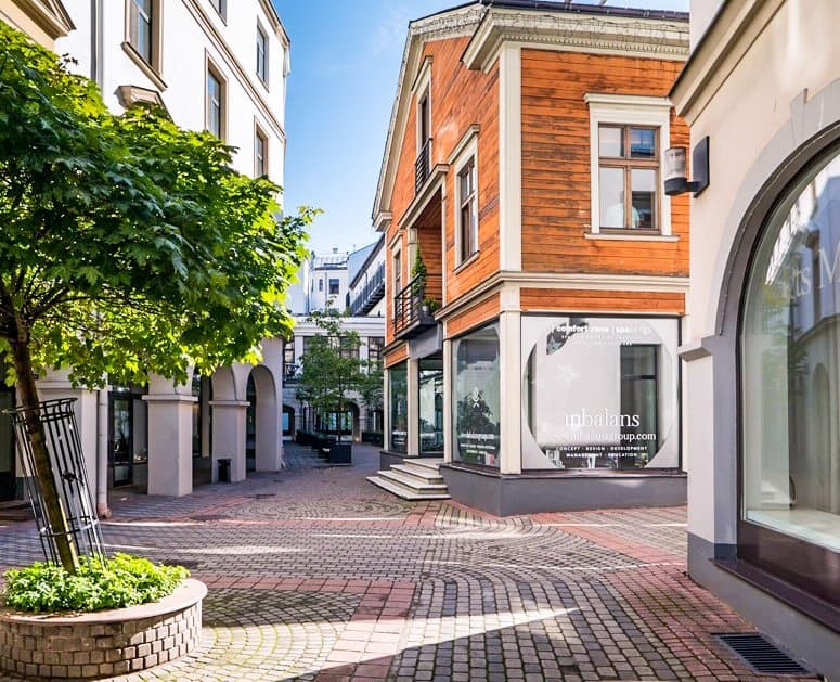 One of two restored wooden houses.  