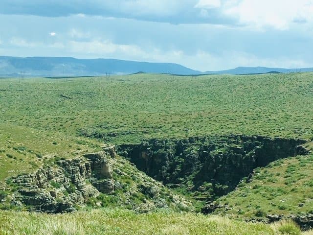 Deep canyon mid way of the grated road drive