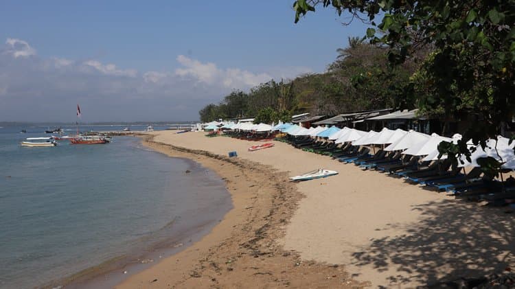 Semawang Beach, Sanur, Many small warungs to your right