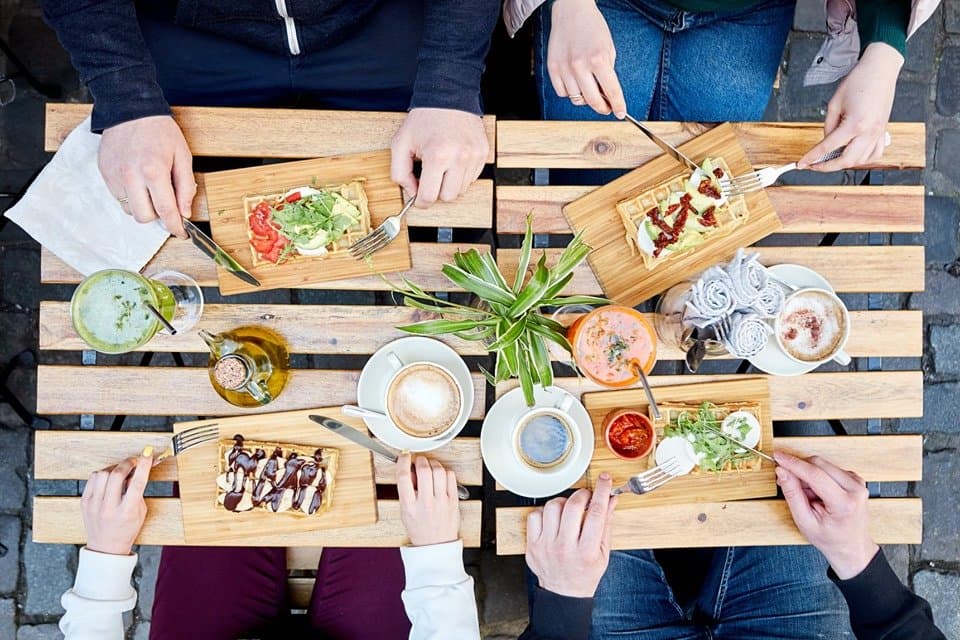 breakfast with sweet or salted waffles