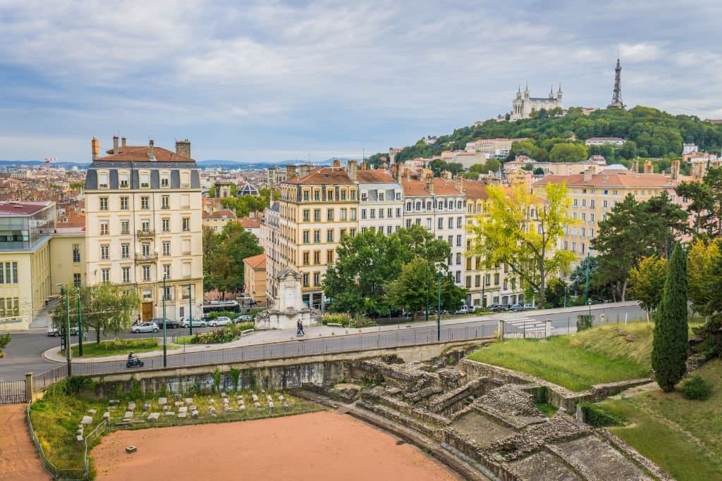 Vue sur Lyon depuis au-dessus de l'amphithéatre