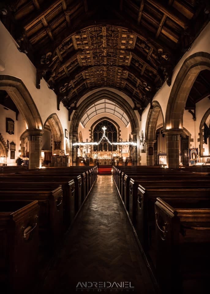 The church lit for the feast of Candlemas