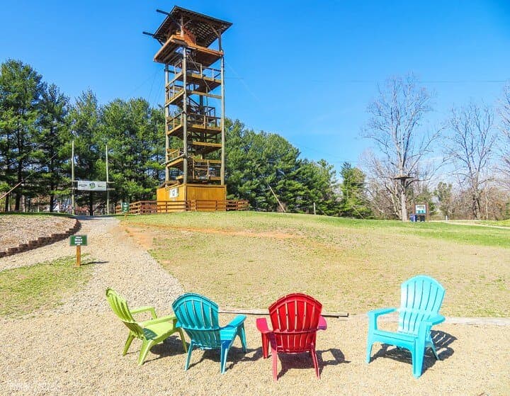Our Asheville Zipline Canopy Tours zip off our 60-foot Jenga Tower! 