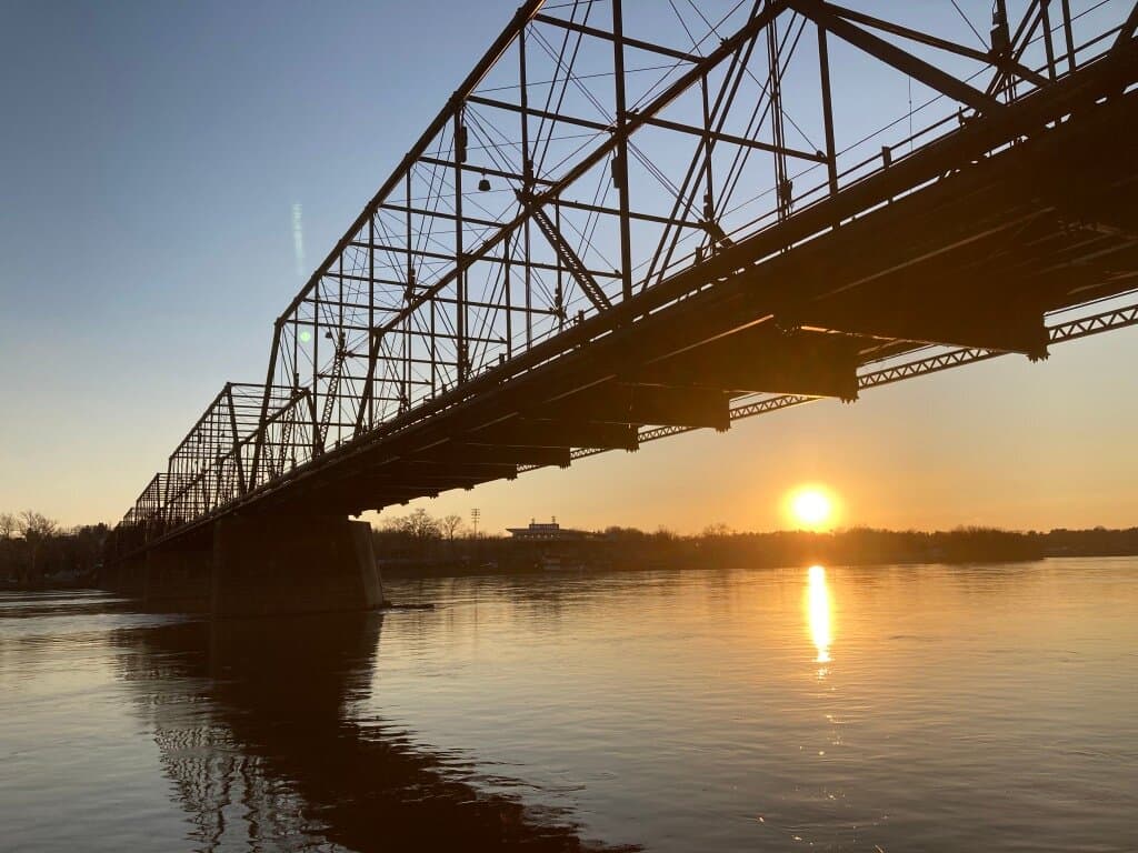 Walnut Street Bridge from lower river walkway.