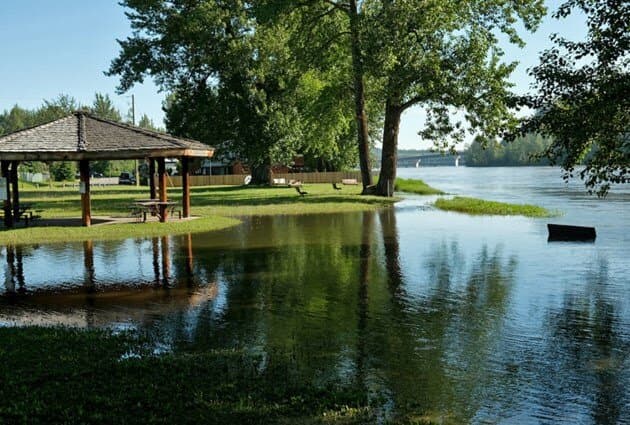 Spring flood at Paddlewheel Park in Prince George, B.C., Canada.