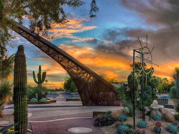 Image of the Sundial located at the Carefree Desert Gardens.