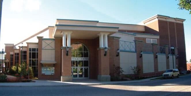 The outside of the Heritage Center Theater. To the left of it is a covered parking structure. I did not take this picture but found it on the website for the Theater. 