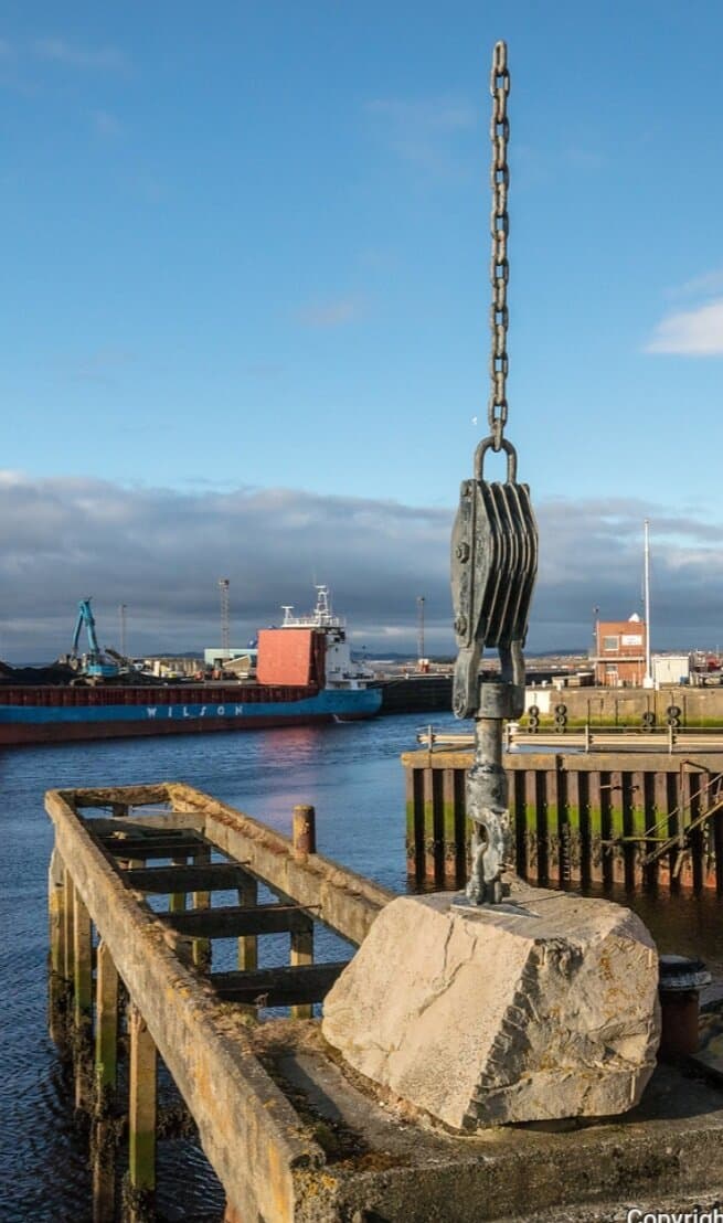 The invisible crane sculpture at Ayr harbour