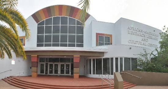 The exterior of the African American Research Library and Cultrual Center