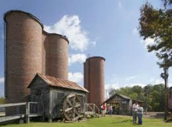 Color picture of silos & grist mill