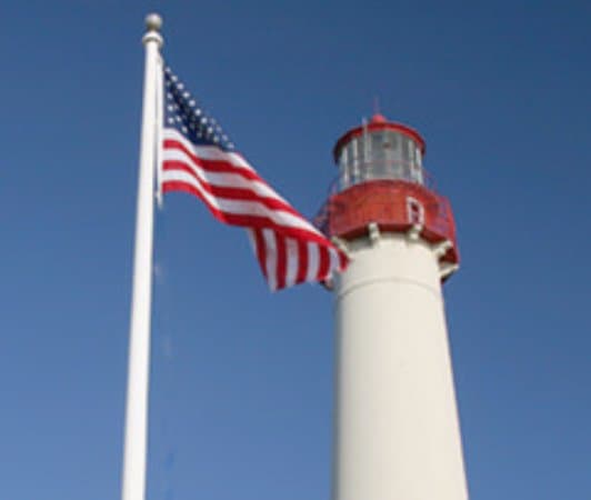 Cape May Lighthouse with American Flag