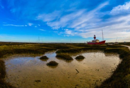 Lighthouse ship on the marsh