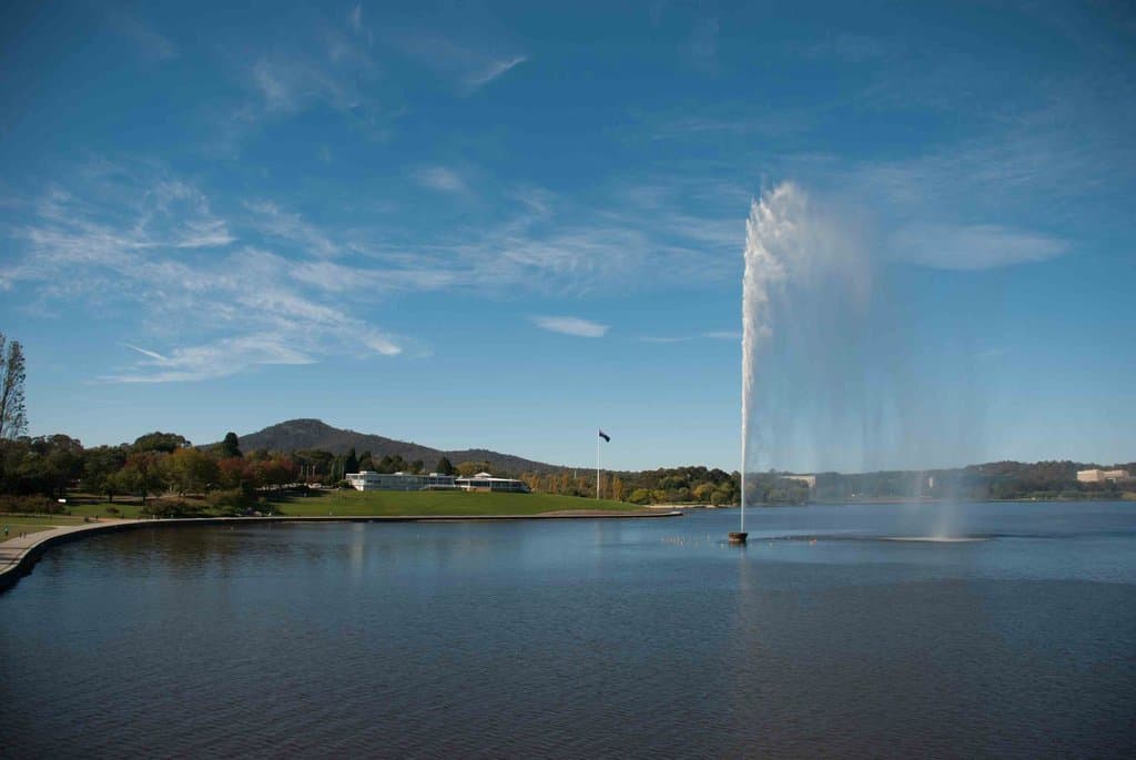 Beautiful Canberra and the Memorial Water Jet