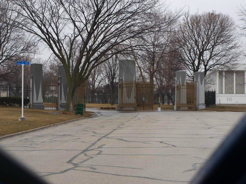front gates to resurrection cemetery