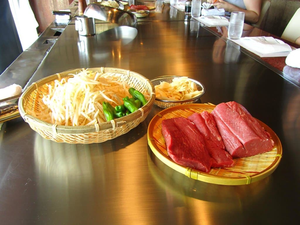 Teppanyaki a second before its cooked into meat that will melt in your mouth