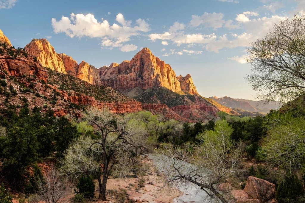 Watchman at Sunset from Pa'rus Trailhead