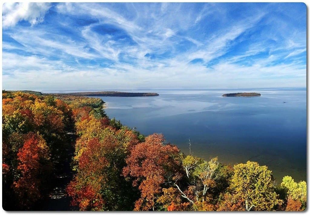 View from Eagle Tower (north toward Horseshoe Isl / Nicolet Bay)
