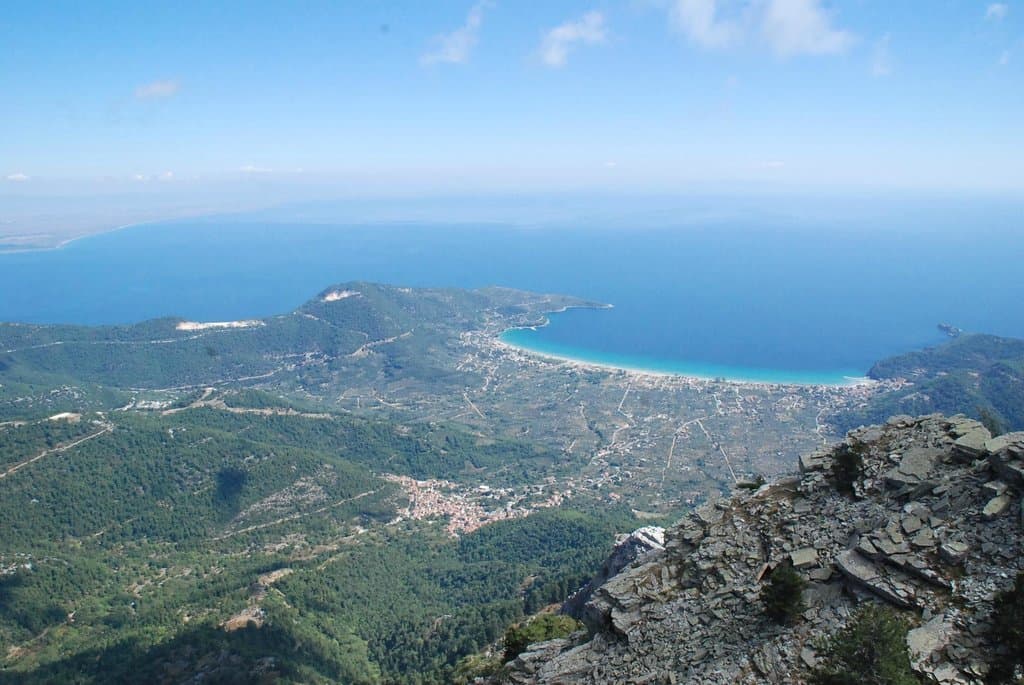 View from Mount Ypsarion over Golden Beach and mainland