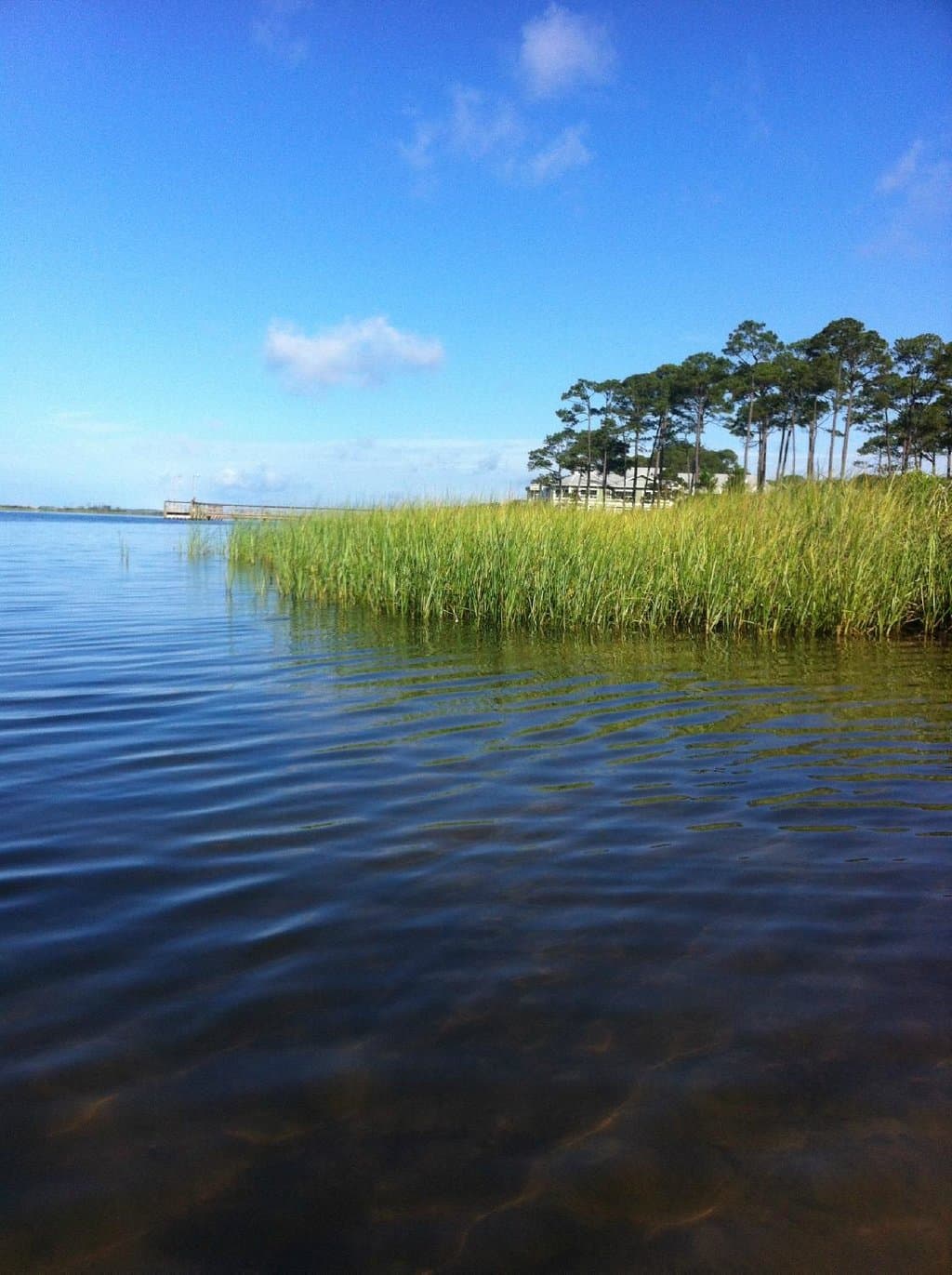 Standing at the waters edge, looking towards the direction of the boat launch