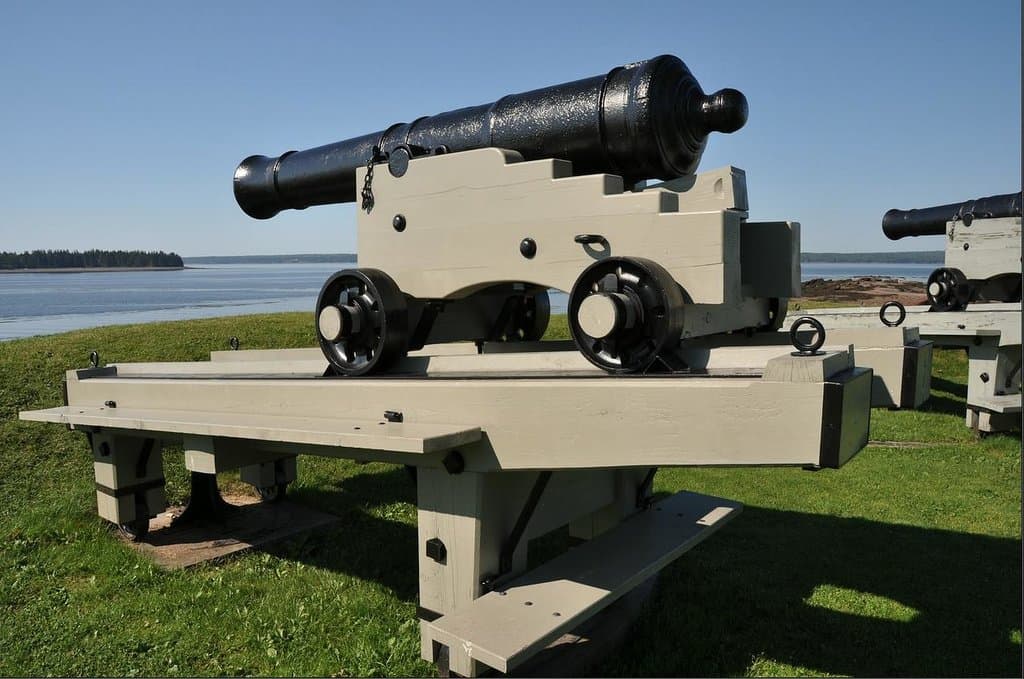 One of many cannons used to defend the harbor and town.