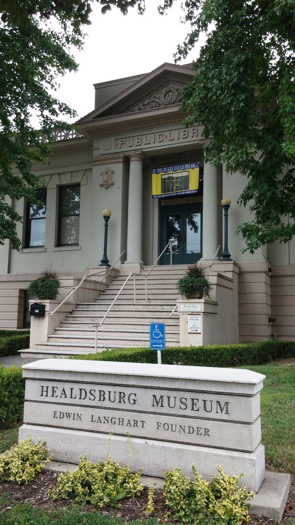 The museum is located in the Public Library building. Entrance to the museum is around the side 