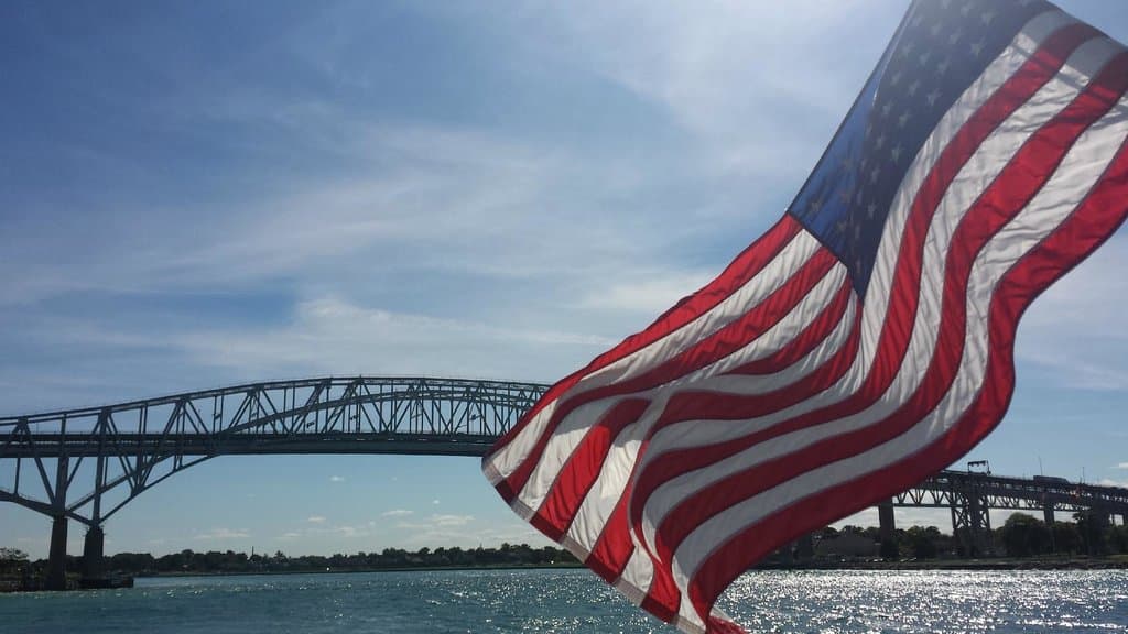 Taken from the rear of the boat - Blue Water Bridge.