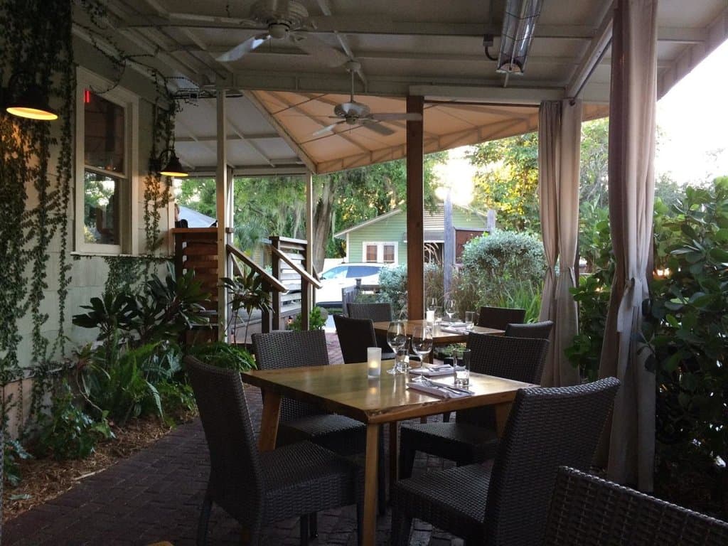 Eating outside in this very southern setting