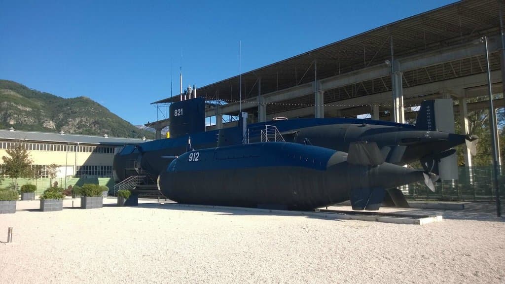 Submarines outside the museum