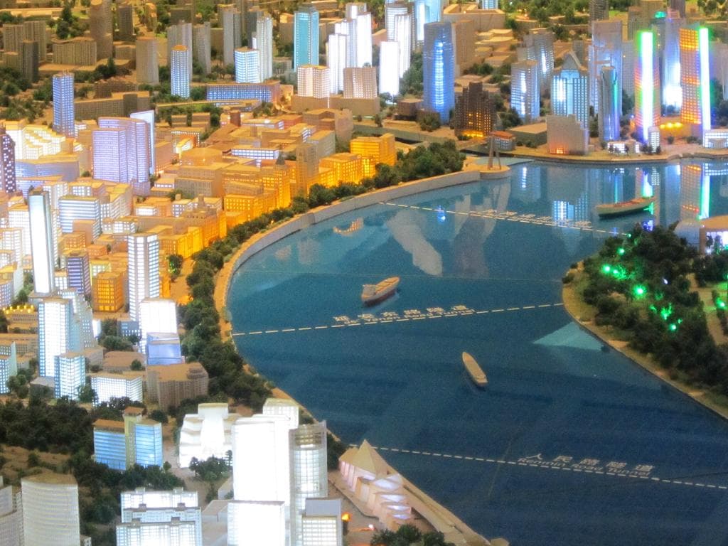 Showing the Bund, along the Huangpu River