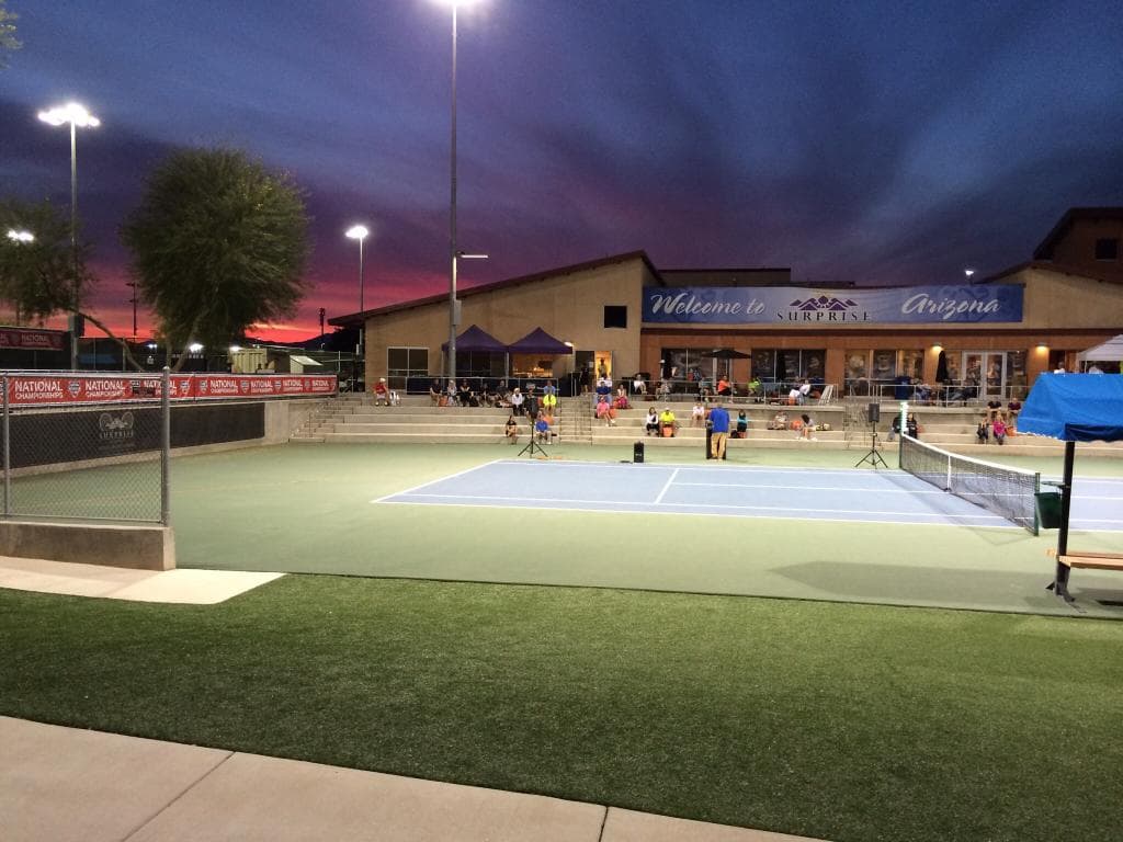 Beautiful center court at sunset