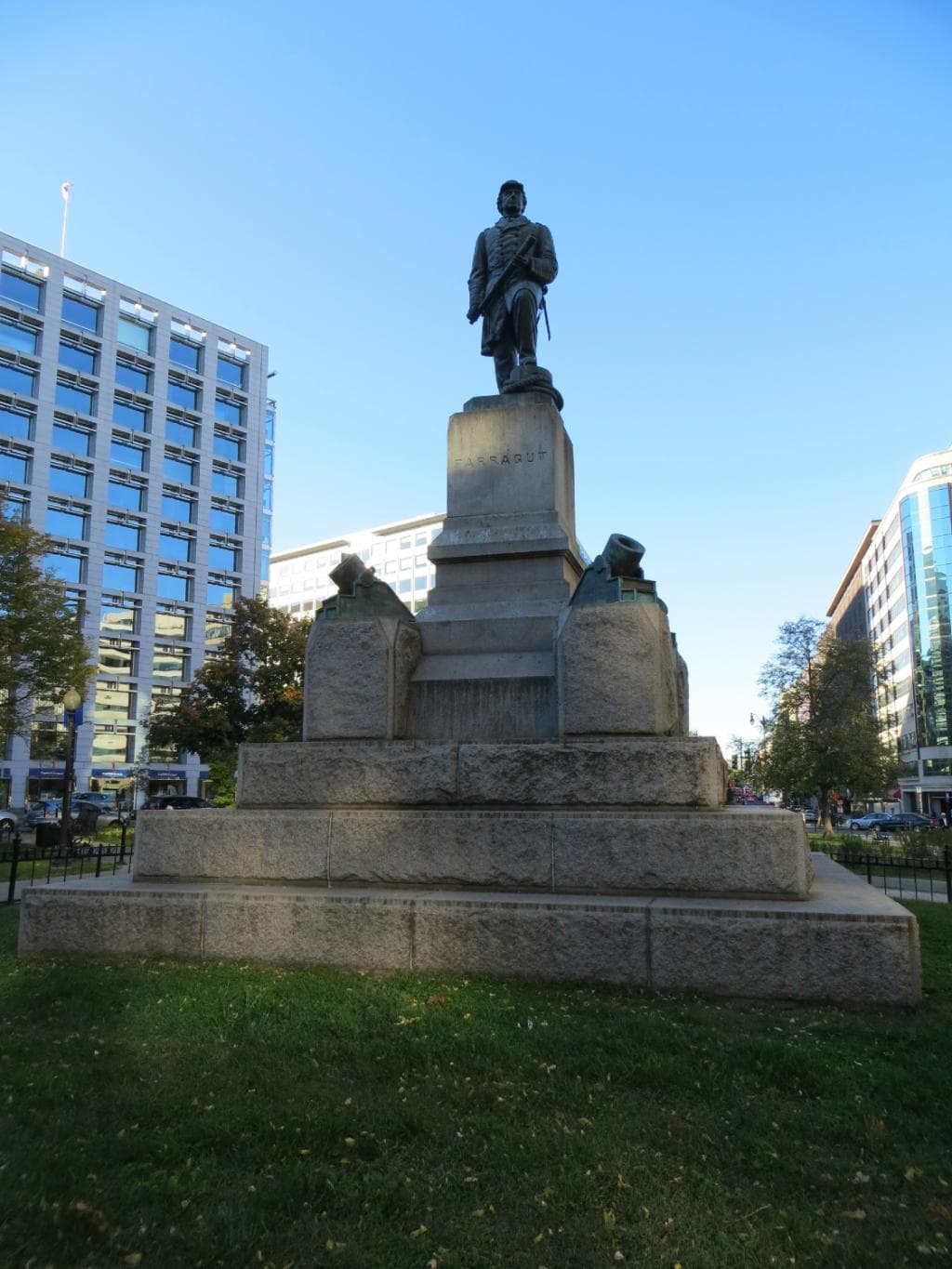 The statue of Admiral David G. Farragut on the square named after him