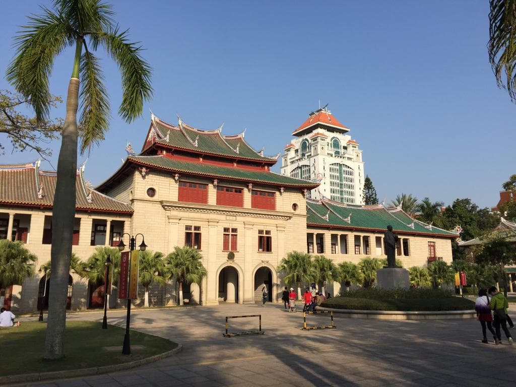 One of the buildings and the library in the back!