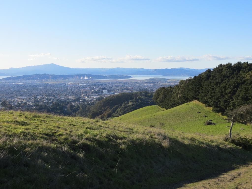 Overlooking nearby Richond with San Francisco Bay and Mt. Tamalpais beyond