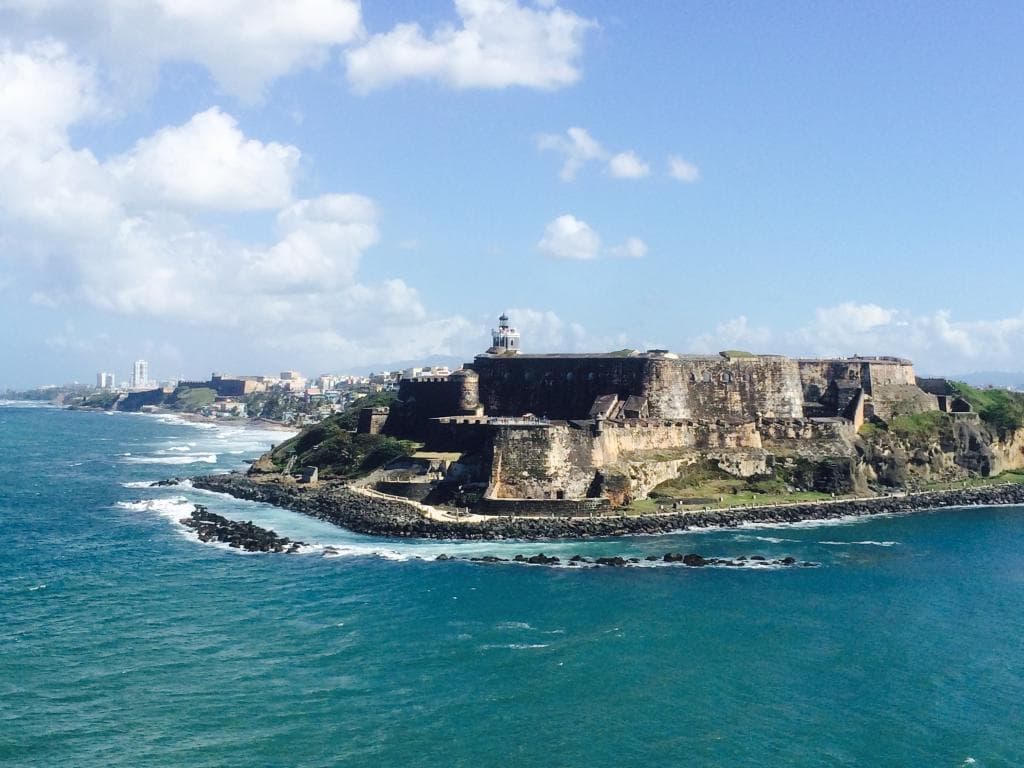 View of the forts/San Juan on way out from cruise ship.