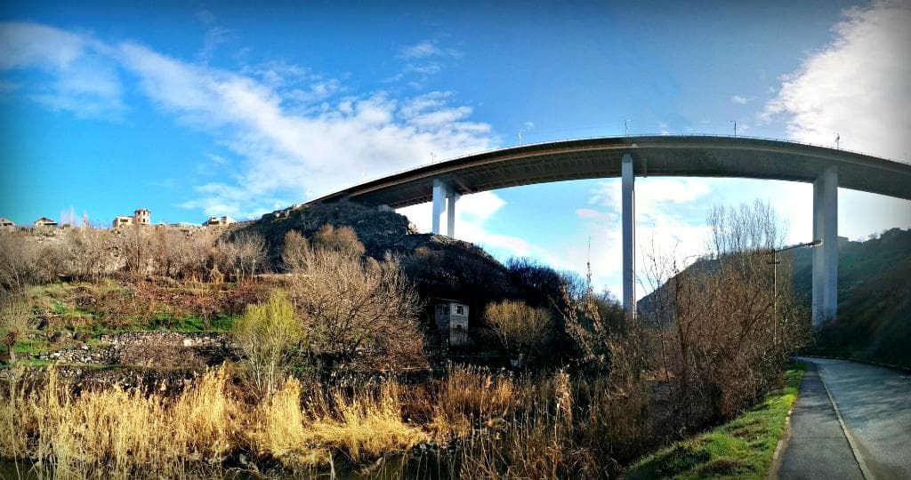 View of Davtashen Bridge from Hrazdan Riverbank Road