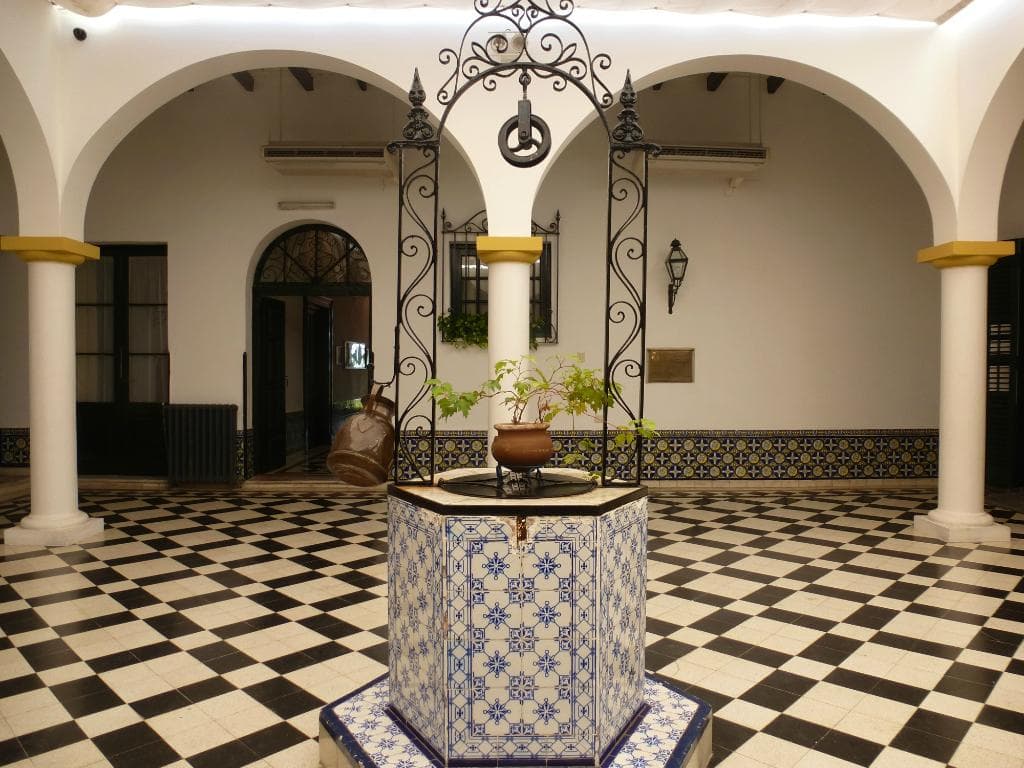 El hermoso patio con aljibe