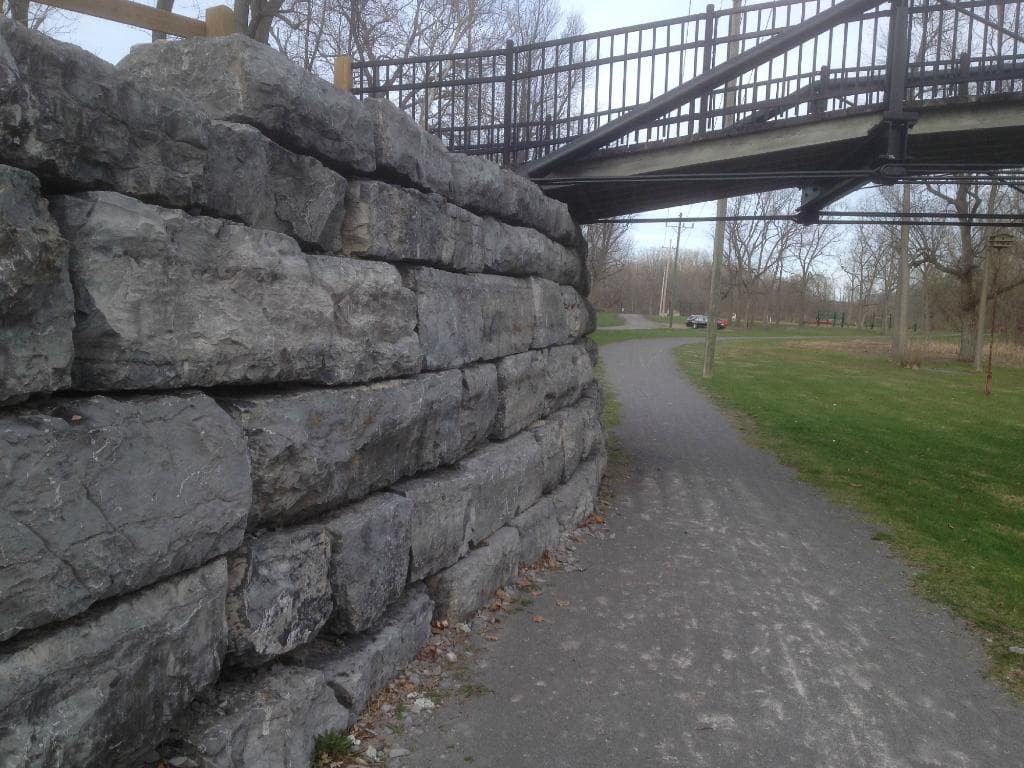 Portion of canal stones under bridge