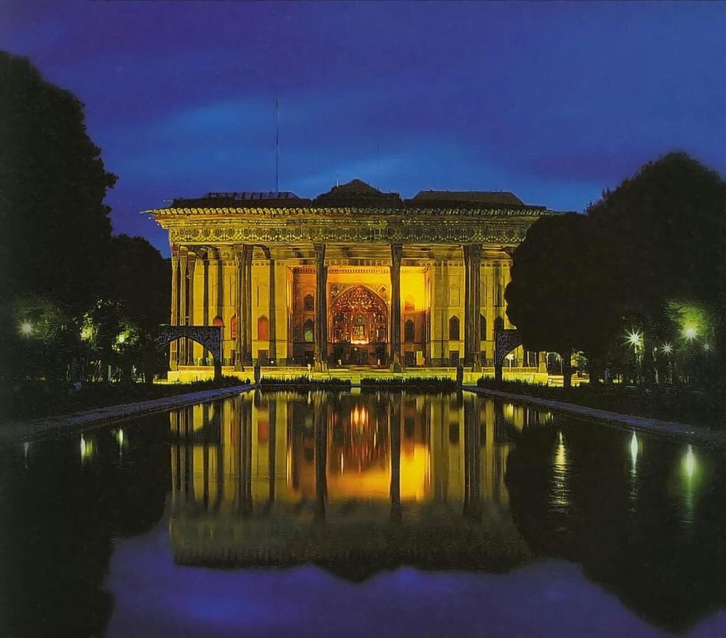Charming palace at night
