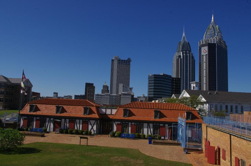 Fort Conde in the shadow of downtown Mobile