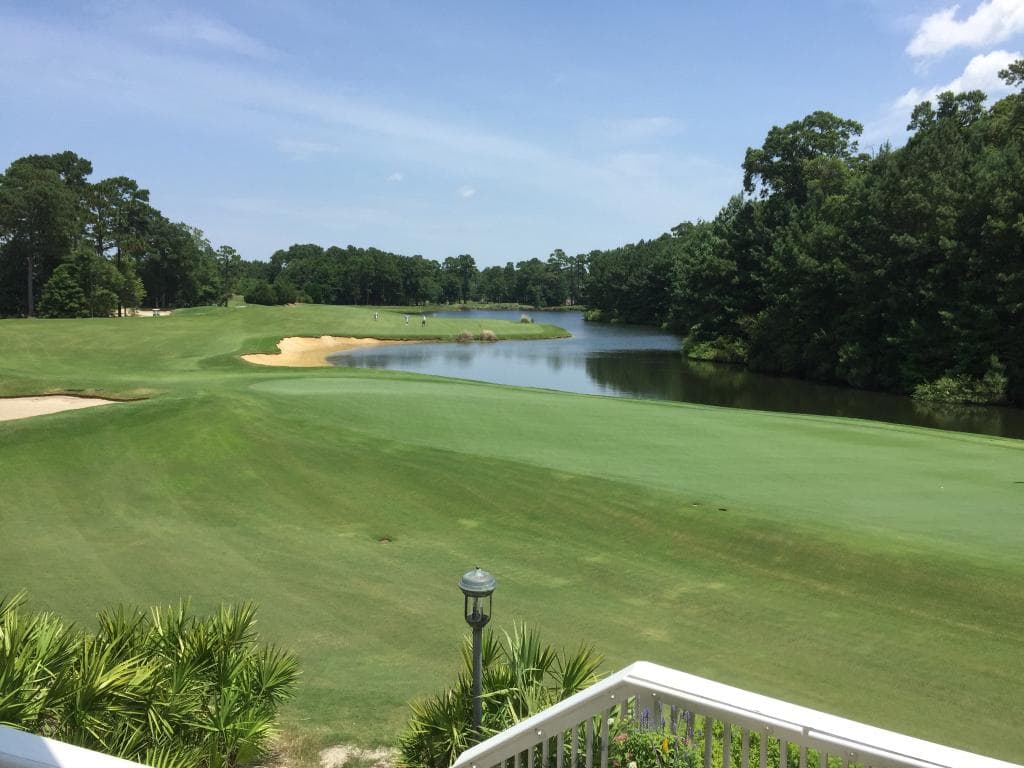 View of the 18th hole from the clubhouse