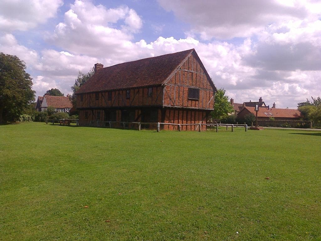 The Moot Hall with the site of 'Vanity Fair' in the foreground.