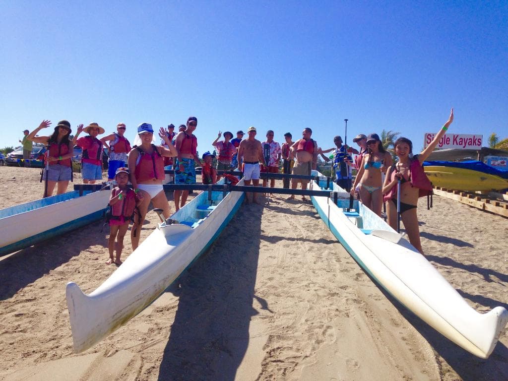 Our wedding guests loved paddling the huge triple outriggers!
