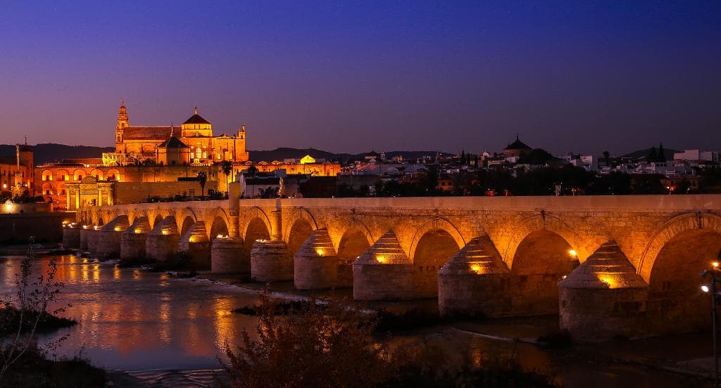 Evening view of Cordoba and the Roman Bridge