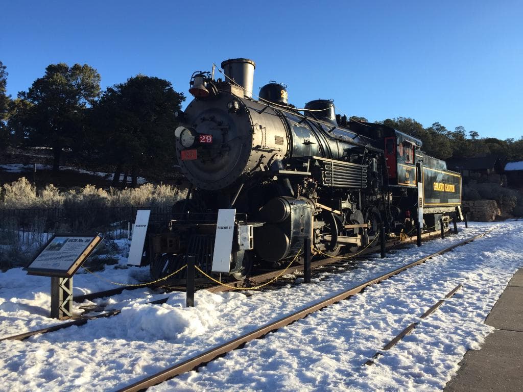 Steam locomotive at Grand Canyon Railway Depot